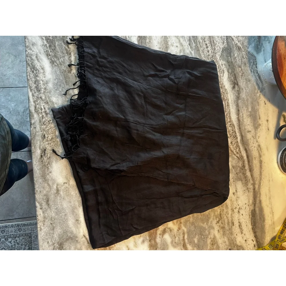 Bijoux Terner Black Pseudo Pashmina Scarf Wrap One Size